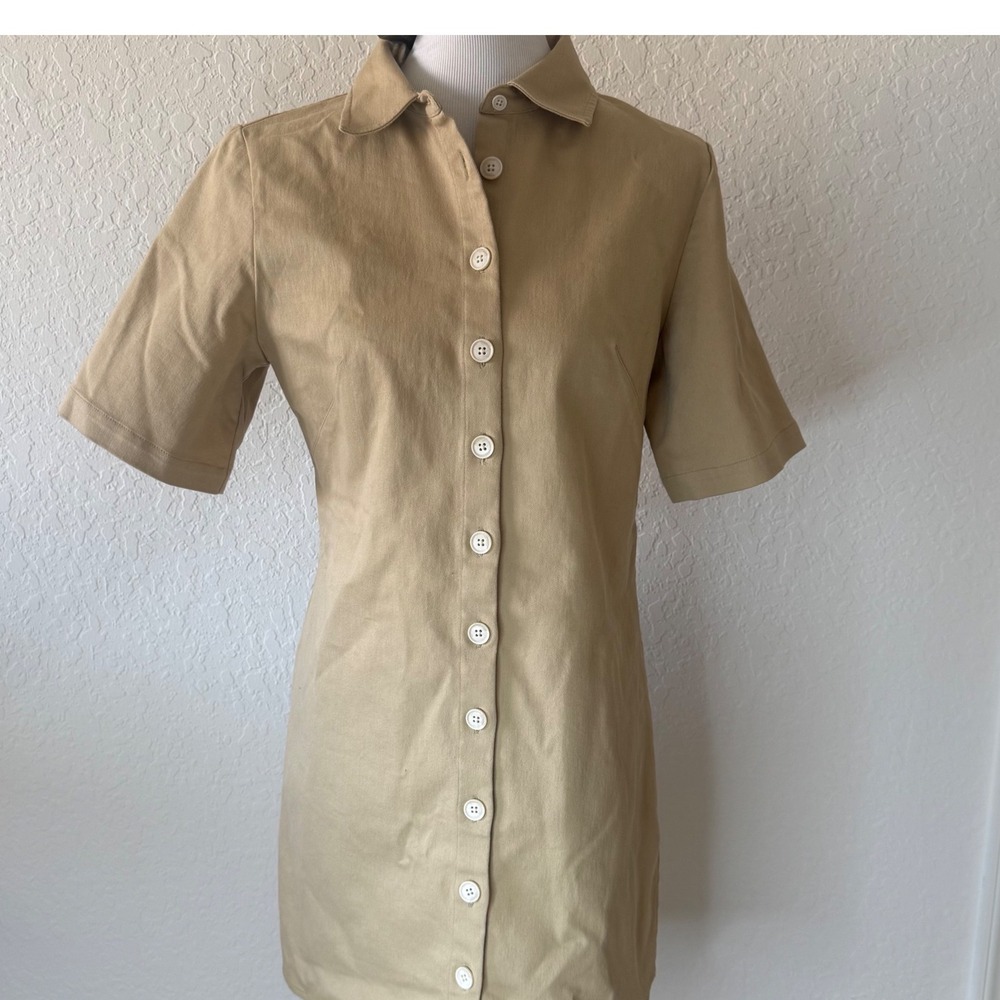 J. Crew Factory Tan Button-Up Mini Dress